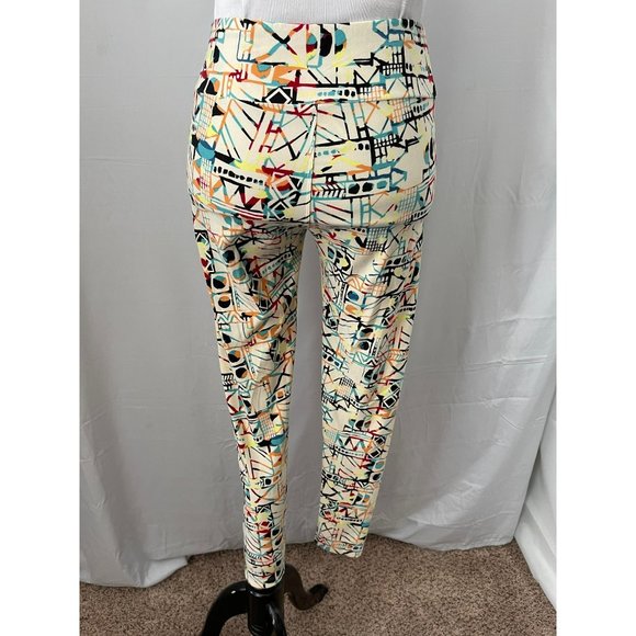 LuLaRoe Women's Cream Colorful Aztec/Abstract Print Stretch Leggings One Size - Picture 5 of 9